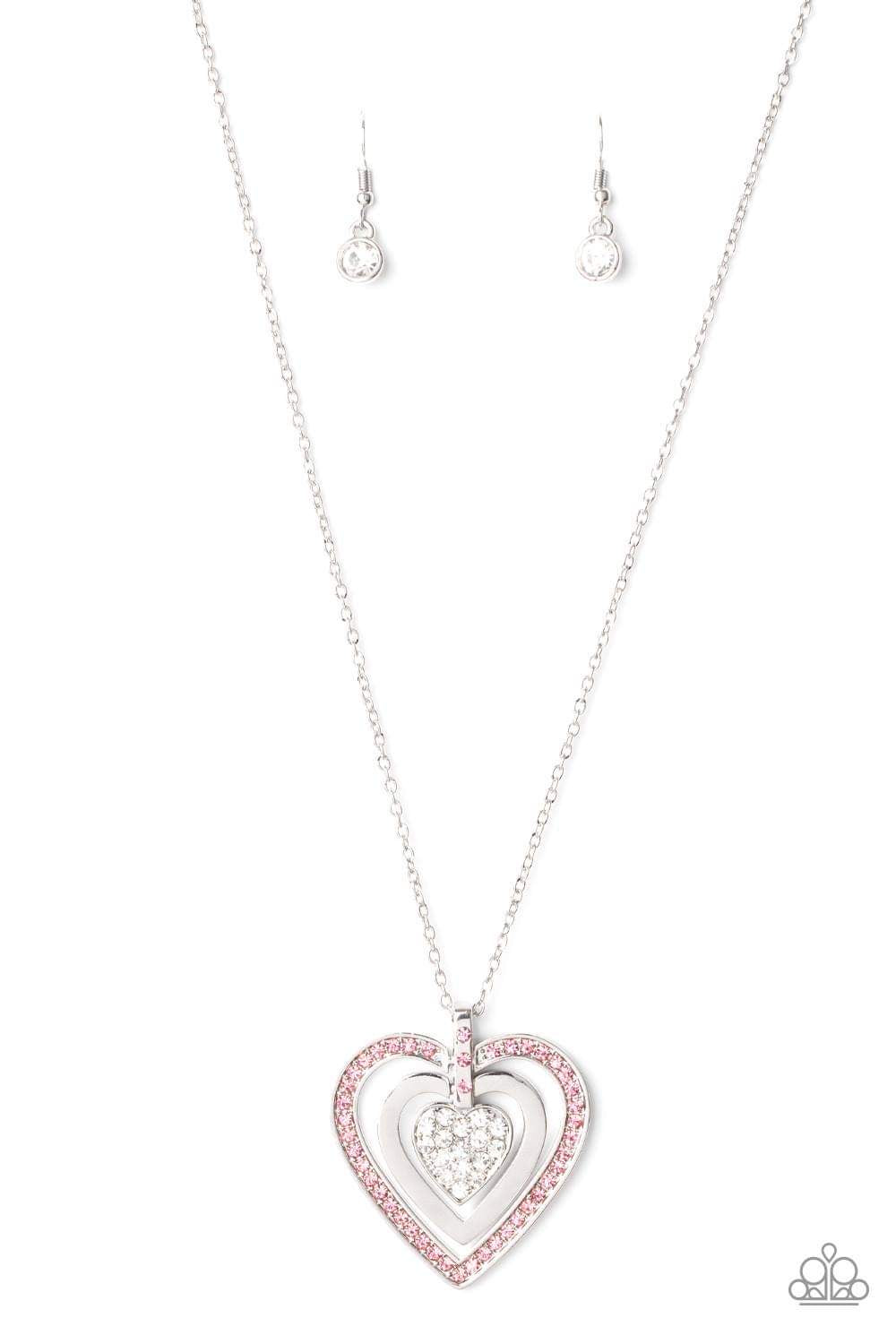 Bless Your Heart - Pink Rhinestone Necklace - Paparazzi Accessories